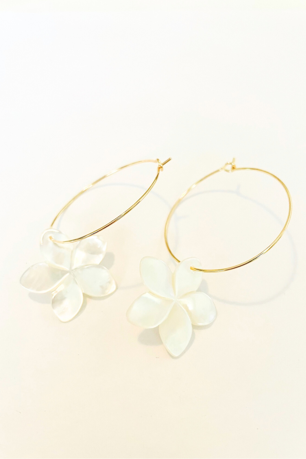 1" - Mother of Pearl Plumeria Hoops