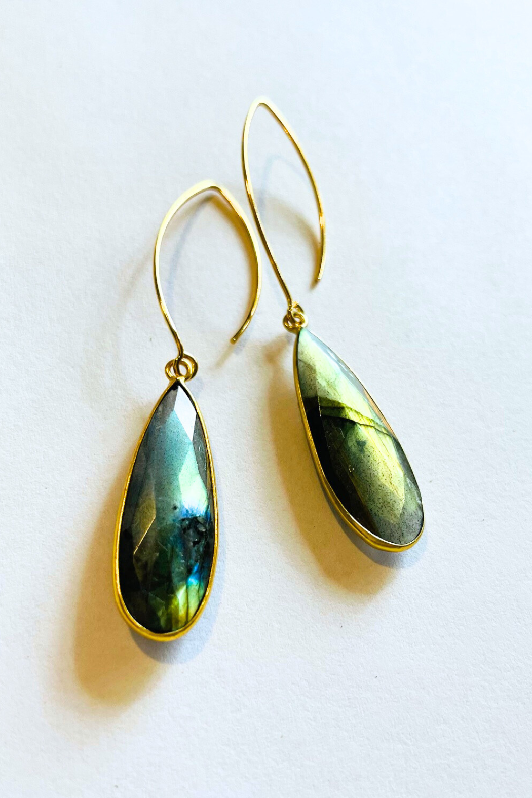 10x30 MM XL Gemstone Drop "V" Shape Earrings
