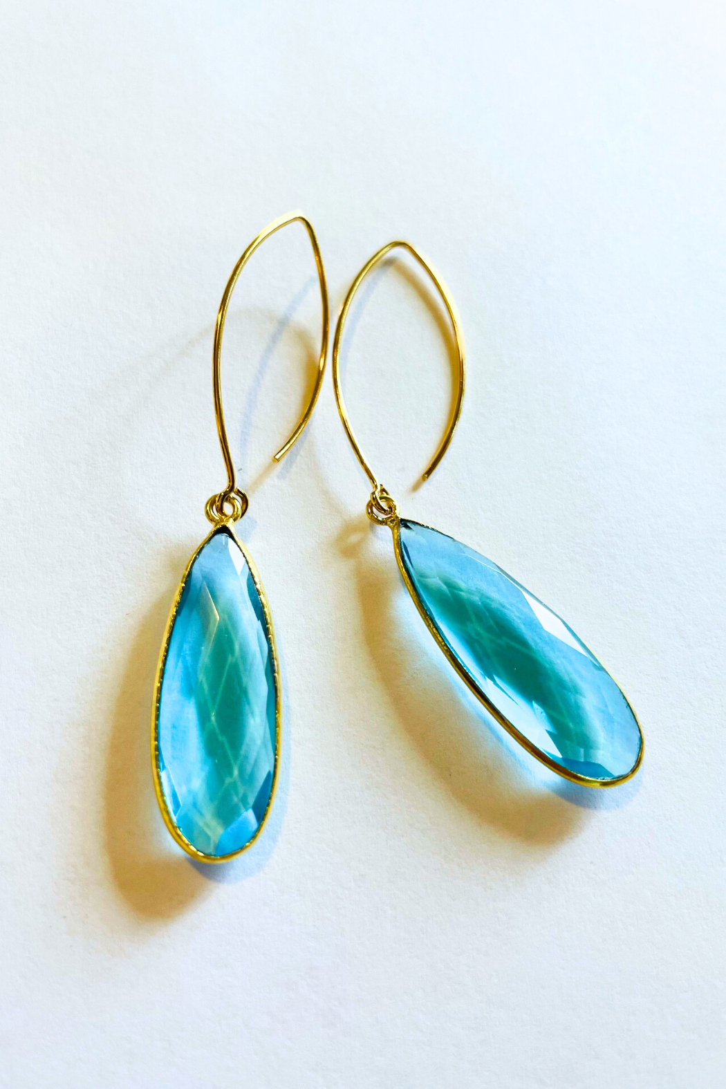 10x30 MM XL Gemstone Drop "V" Shape Earrings