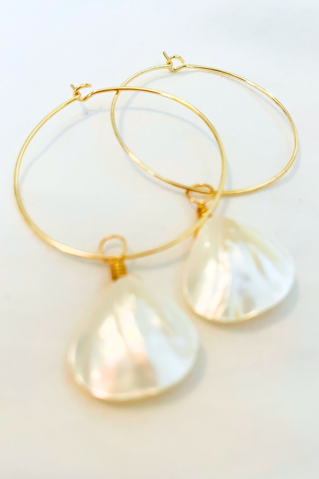 1" Mini Hoop ~ Mother of Pearl Teardrop