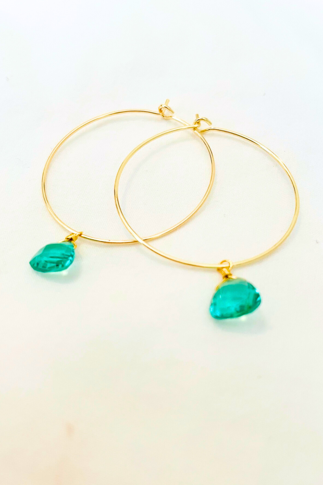 1" Mini Hoops ~ Wire Wrapped Faceted Gemstone