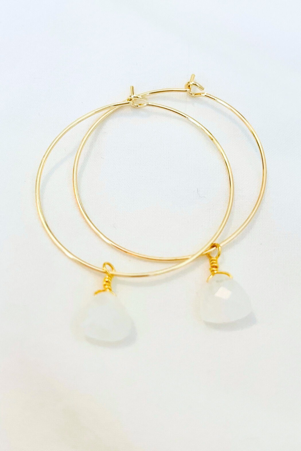 1" Mini Hoops ~ Wire Wrapped Faceted Gemstone