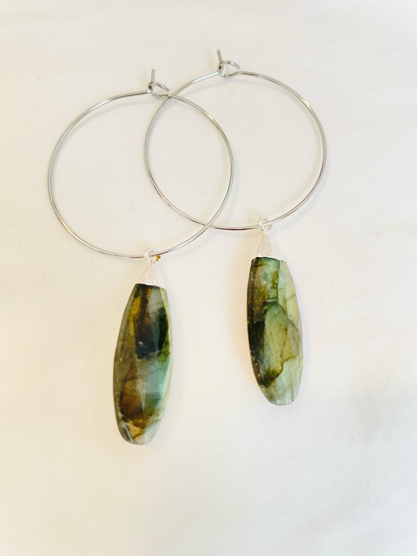 1" Mini Hoop w/ Large Silver Electroplated Gem
