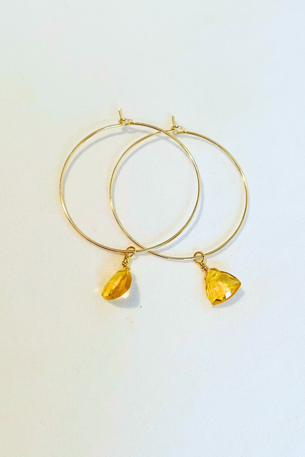 1" Mini Hoops ~ Wire Wrapped Faceted Gemstone
