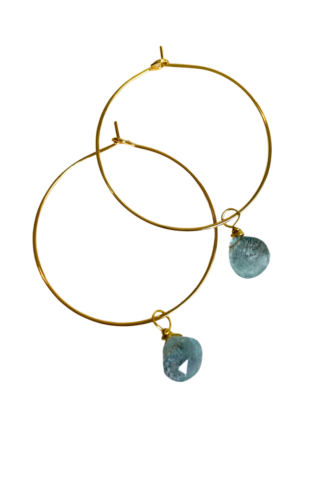1" Mini Hoops ~ Wire Wrapped Faceted Gemstone
