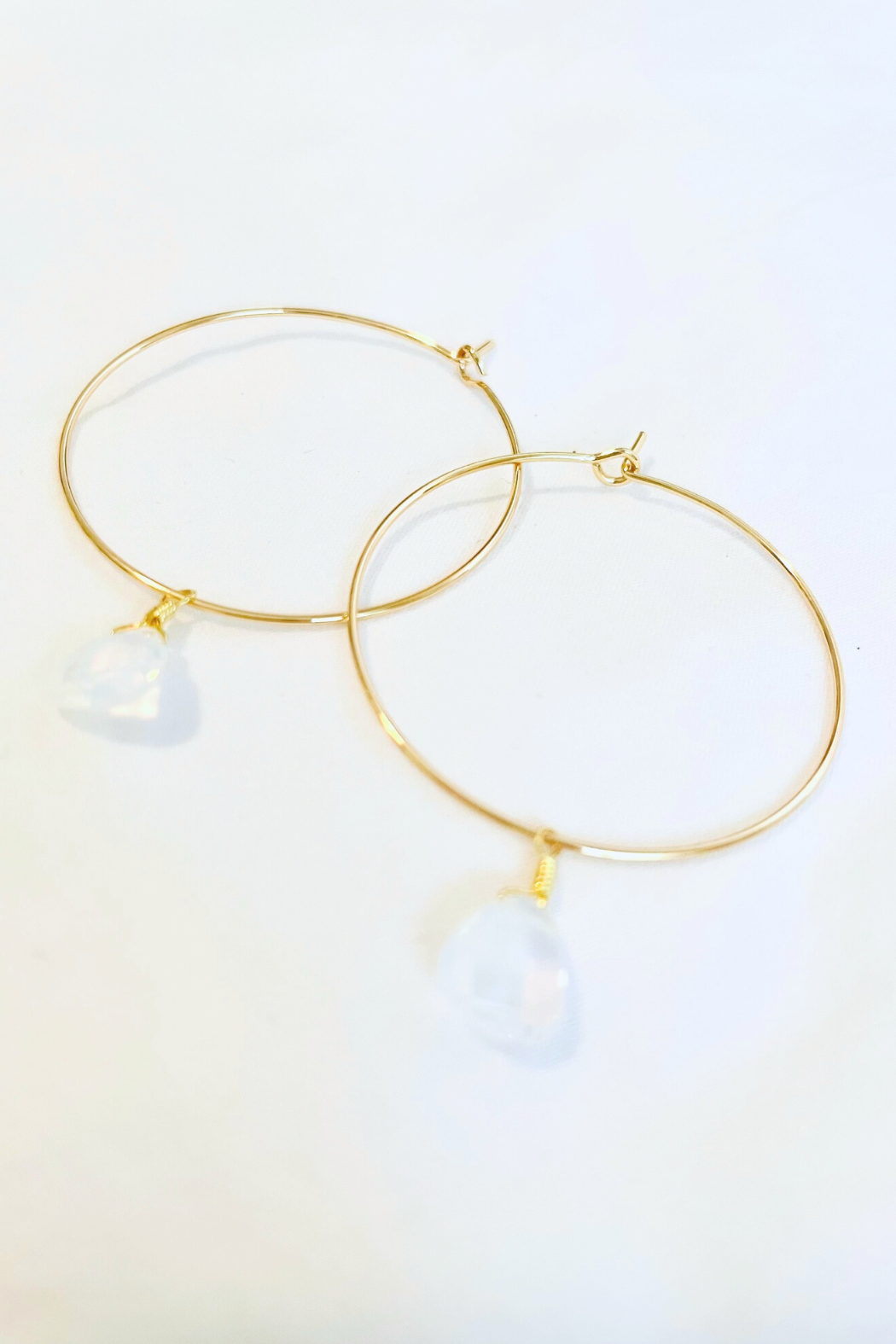 1" Mini Hoops ~ Wire Wrapped Faceted Gemstone