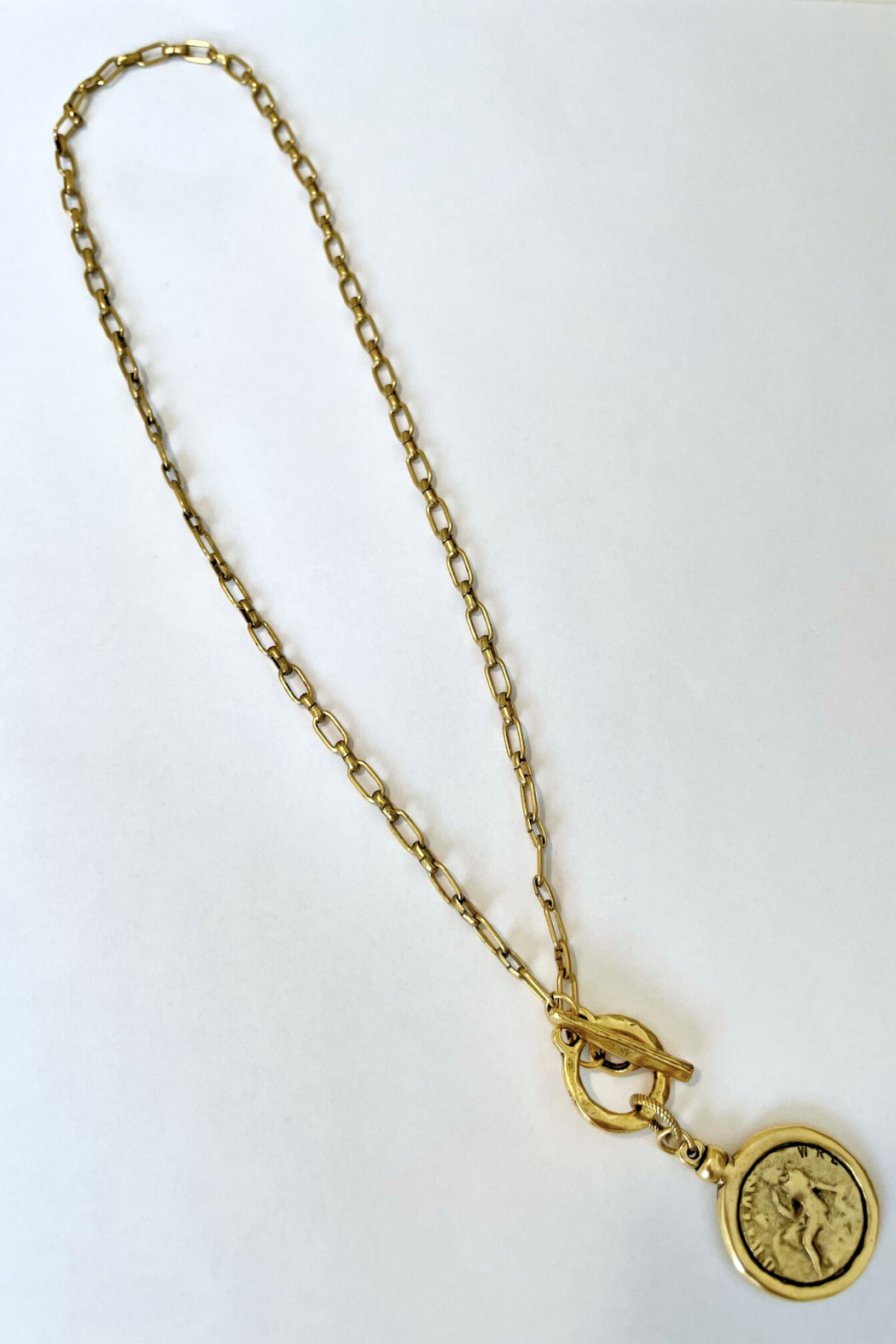 Ancient Greek Coin Clip Chain Toggle Necklace