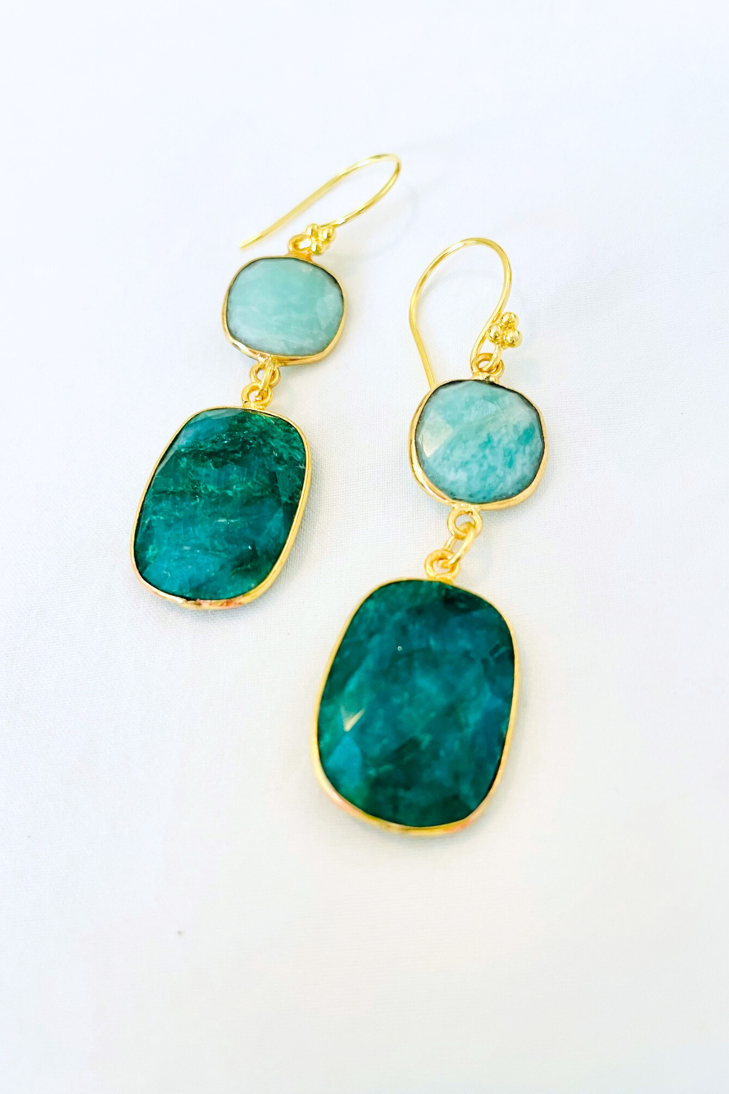 Artistic Multi-Gem Drop Earrings