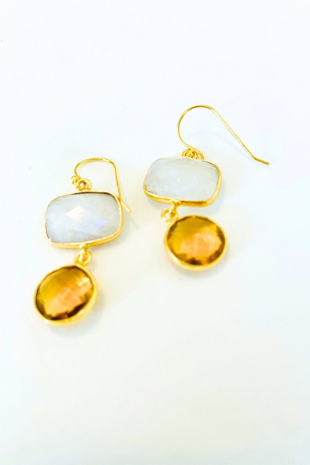 Artistic Multi-Gem Drop Earrings