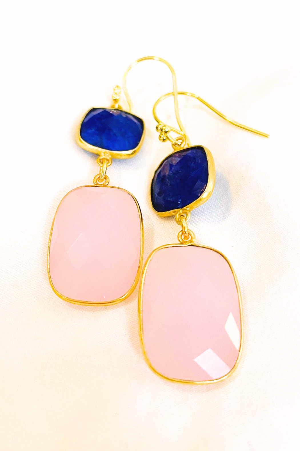 Artistic Multi-Gem Drop Earrings