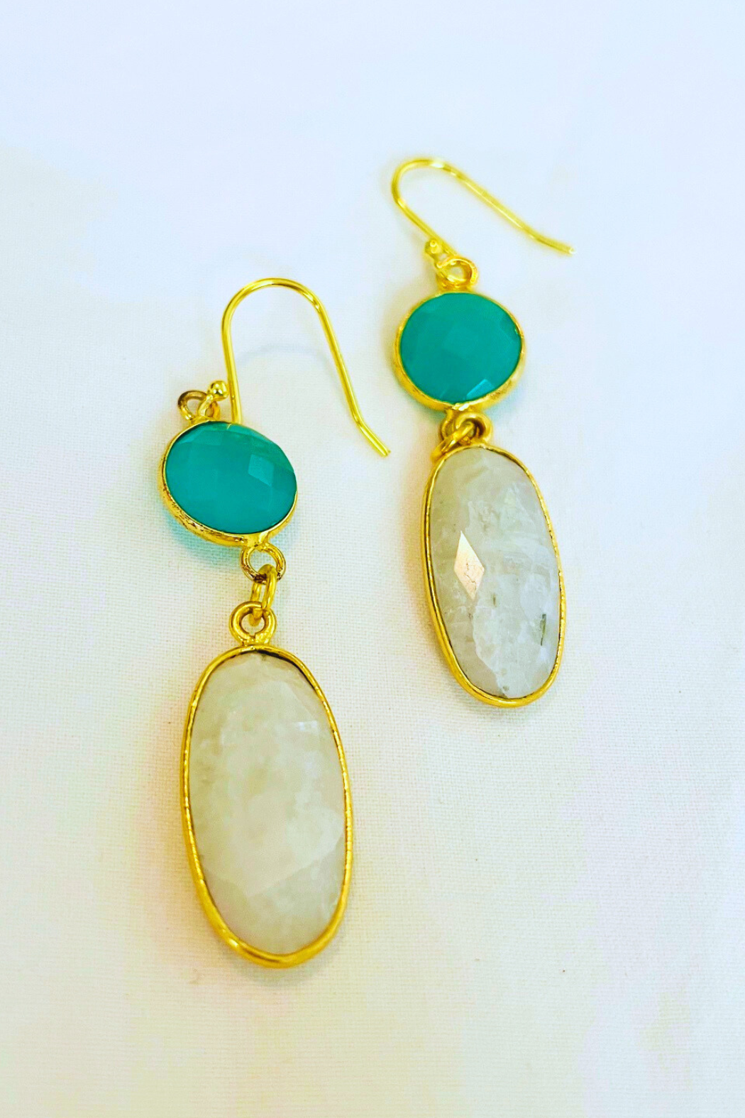 Artistic Multi-Gem Drop Earrings