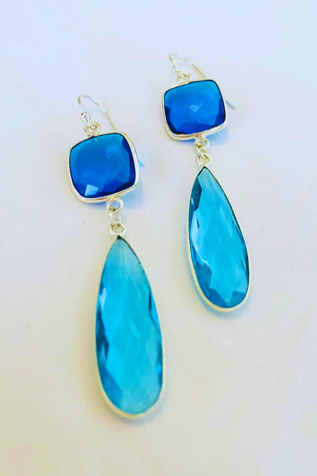 Artistic Multi-Gem Drop Earrings