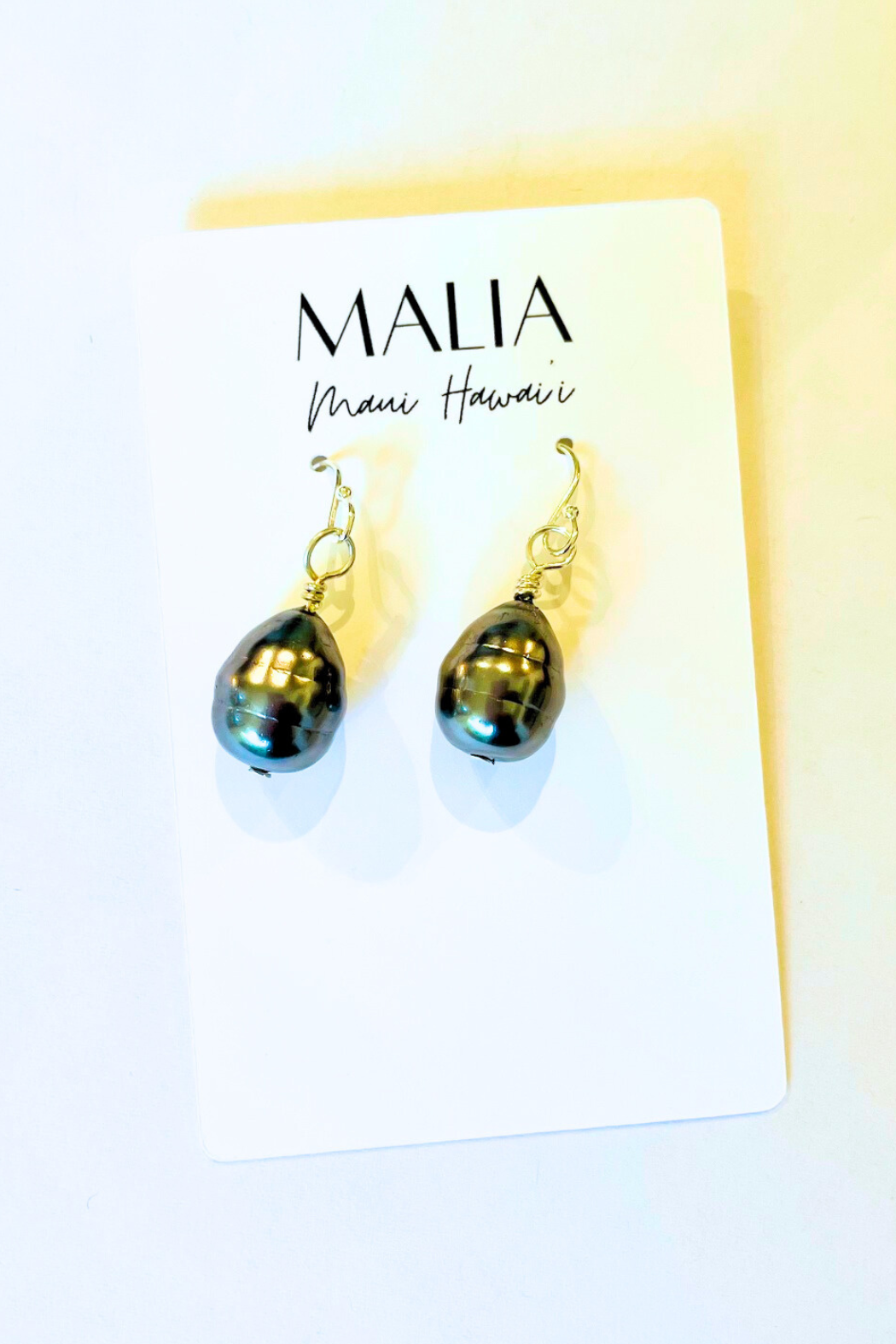 Baroque Black Pearl Dangle Earrings - 12-15MM