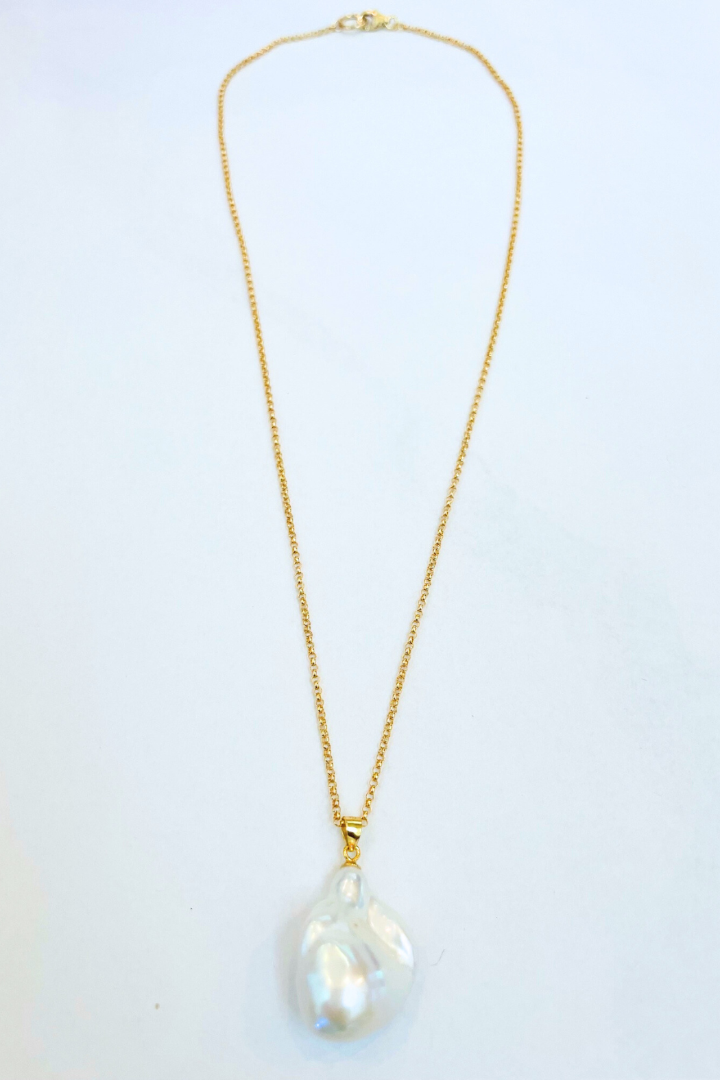 Baroque Flameball Pearl Gold-filled Dainty Rolo Necklace