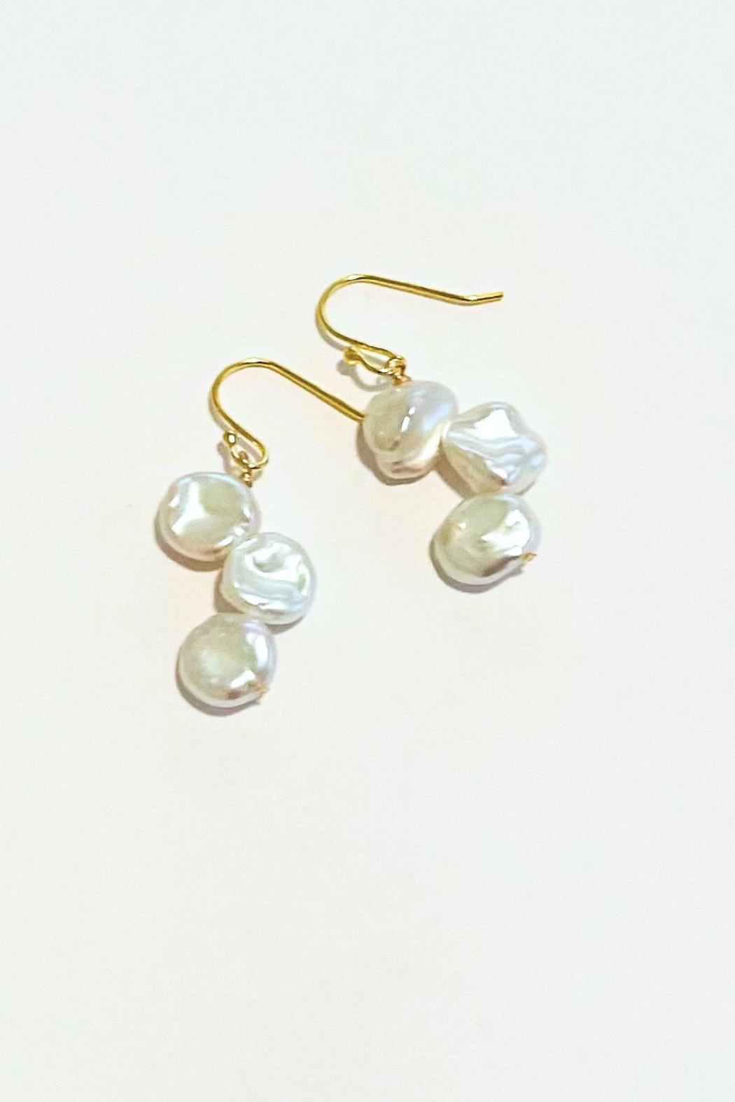 Baroque Nugget White Pearl 3-Stack Dangle Earring