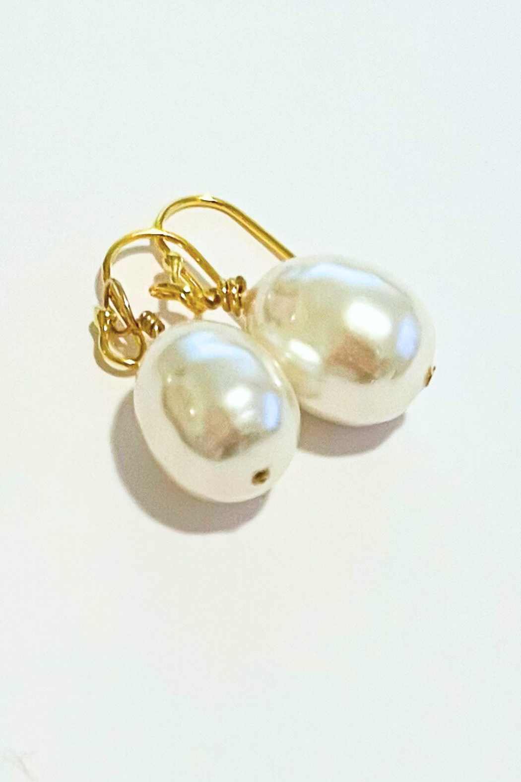 Baroque White Pearl Dangle Earring - 12-15MM