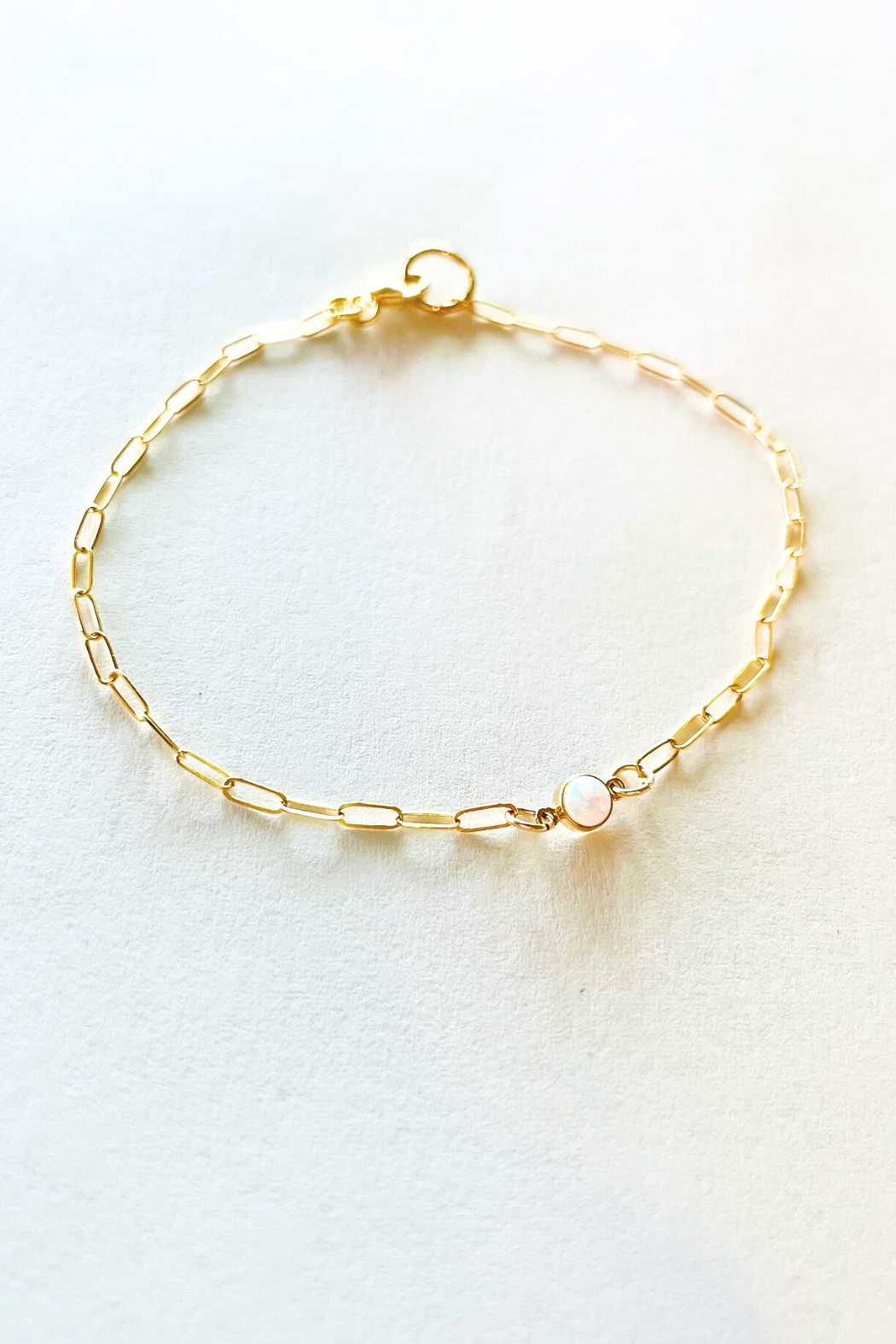 Dainty Opal Paperclip Bracelet
