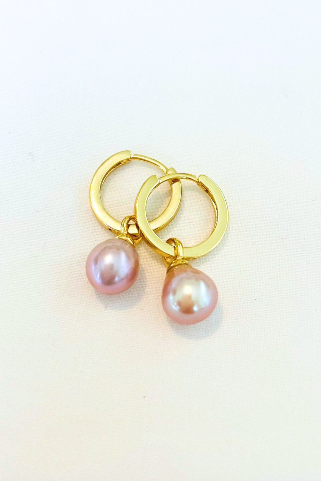 Freshwater Pearl Drop Huggie Hoop Earrings