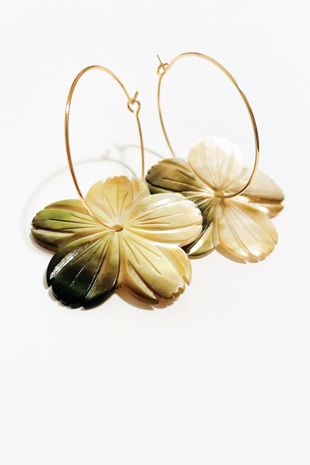 1" Mini Hoops ~ Hawaii Hibiscus Mother of Pearl XL