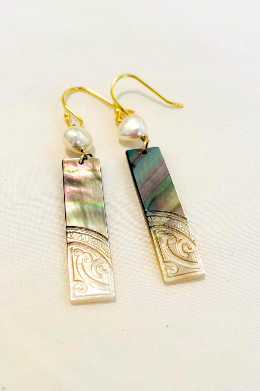 Maluhia Carved Shell Pearl Earrings