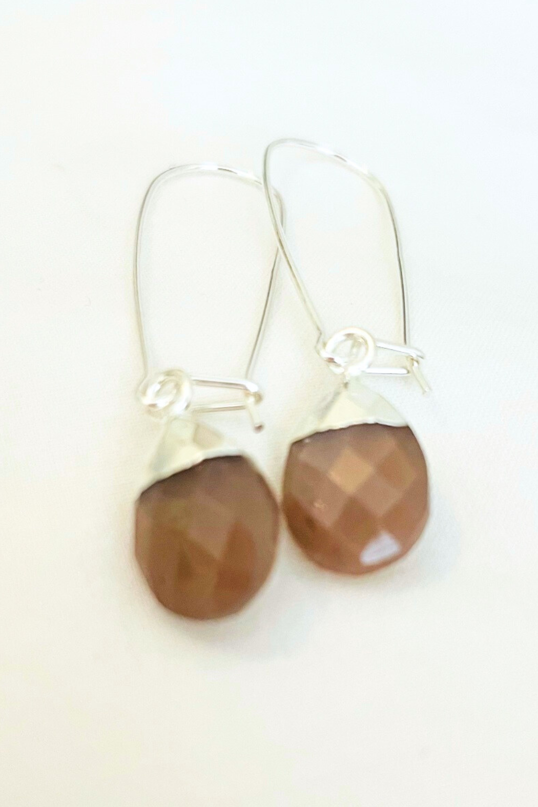 Med Bezel Healing Gem Electroplated Drop Earrings