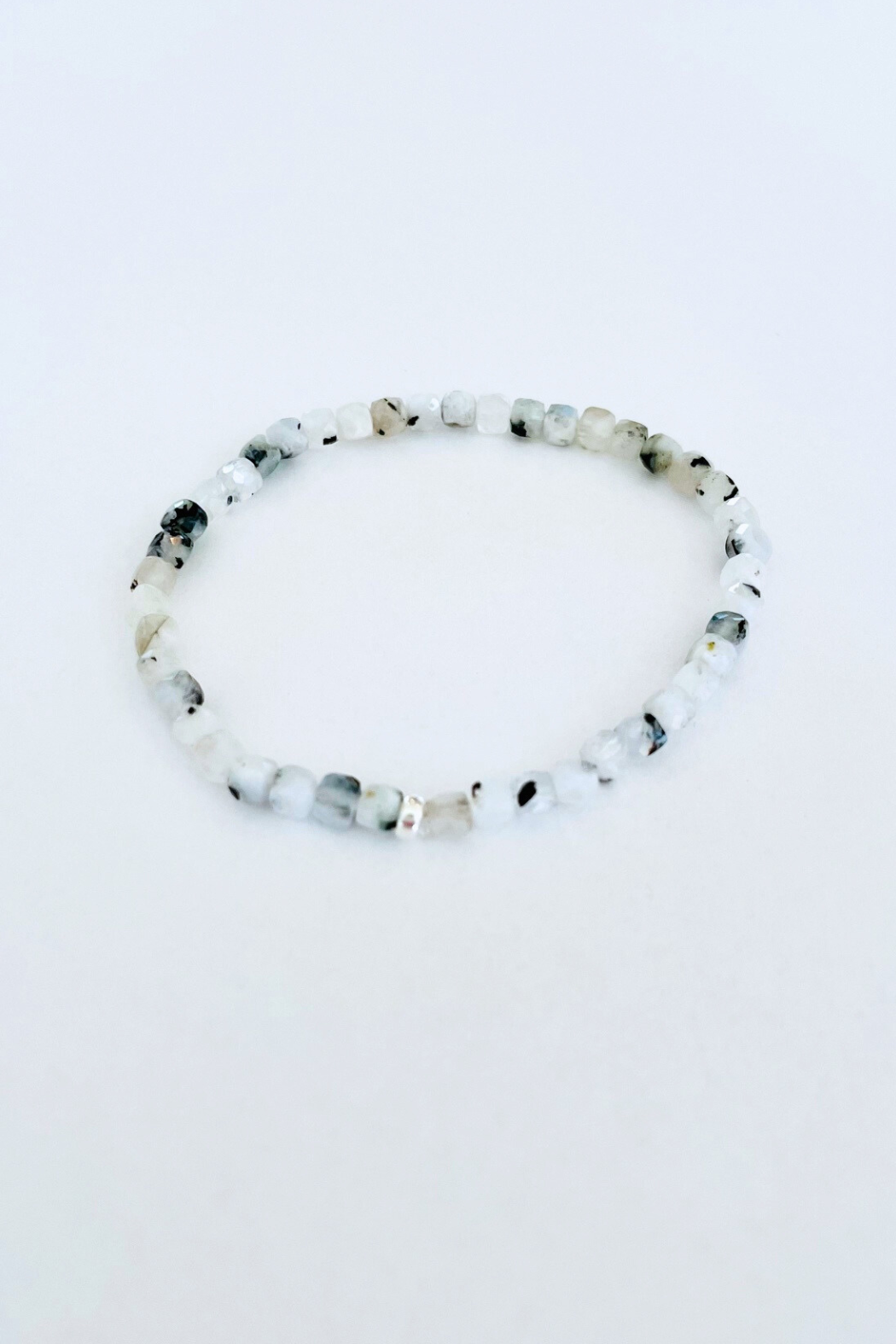 Natural Rainbow Moonstone Cubed Healing Bracelet