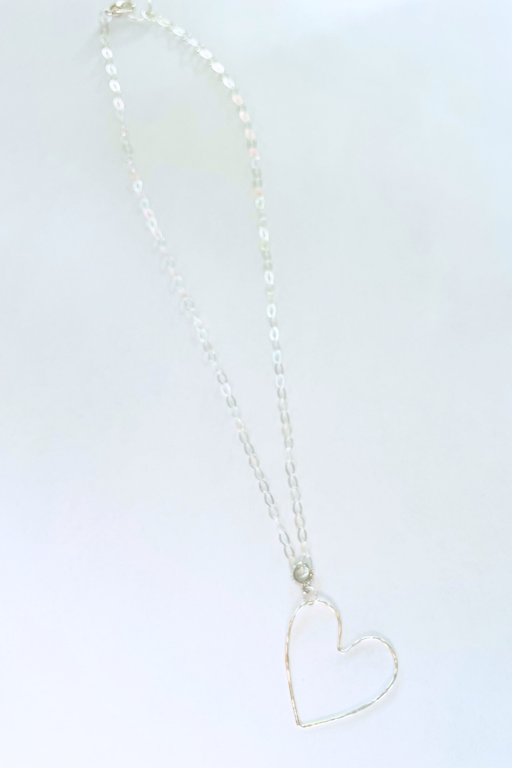 Open Heart 18" Silver Necklace