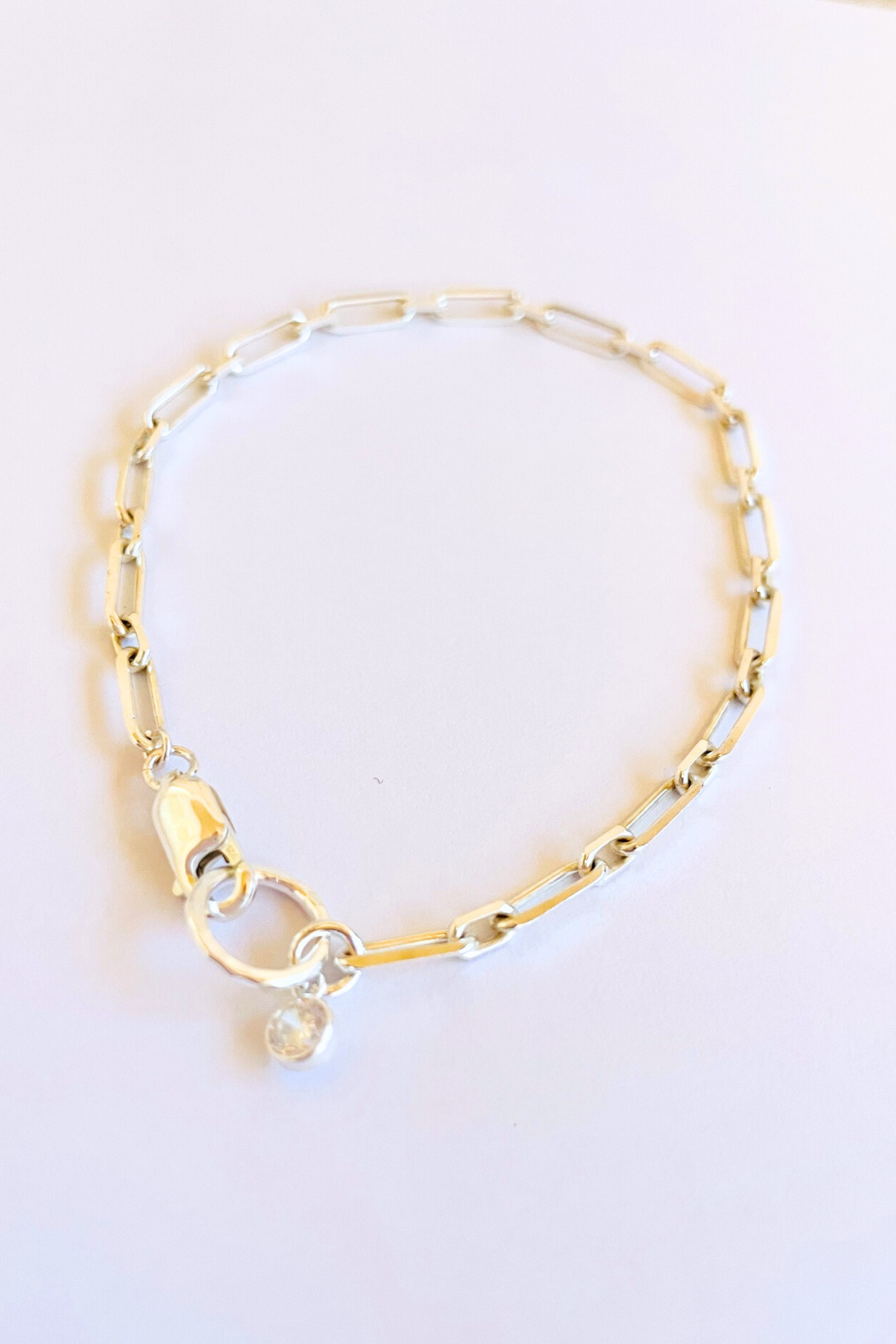 Paperclip Silver Mini Gem Bracelet