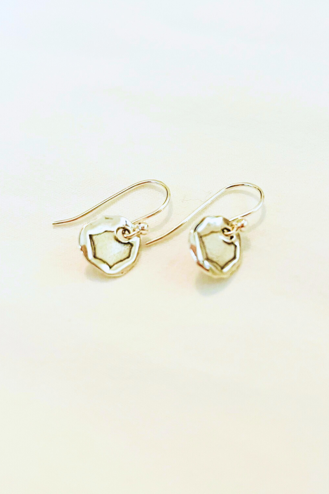 Rustic Mini Sterling Silver Disc Drop Earring