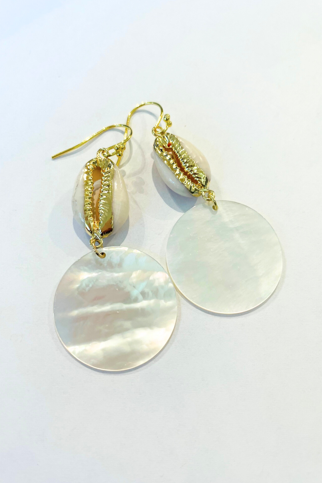 Gold-Dipped Cowrie Beach Shell Earrings