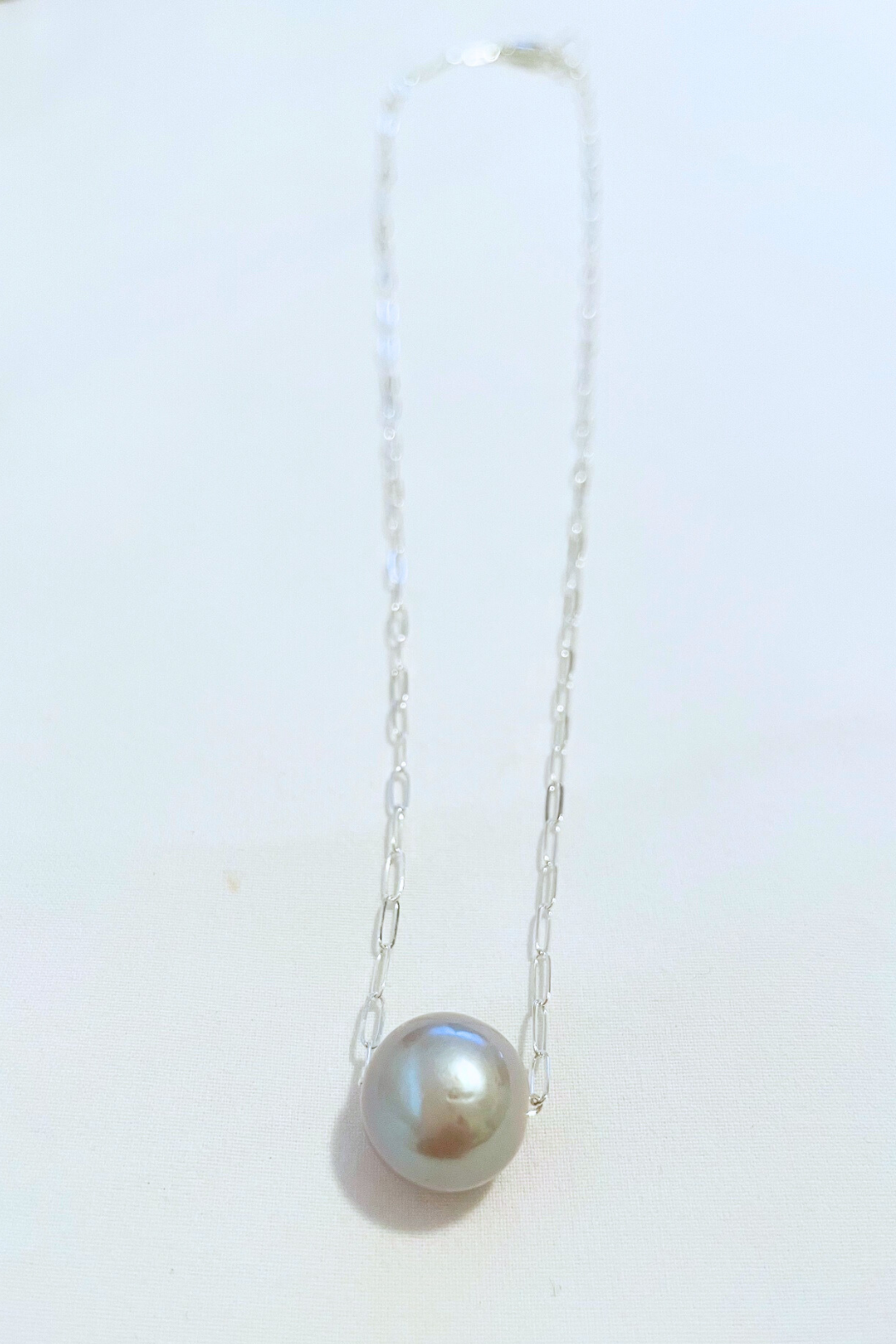 Silver Paperclip Edison Float Necklace