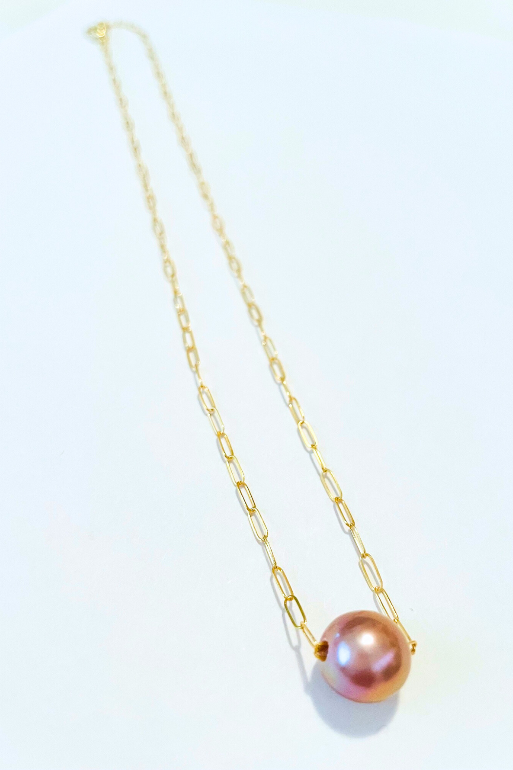 Gold Paperclip Edison Float Necklace