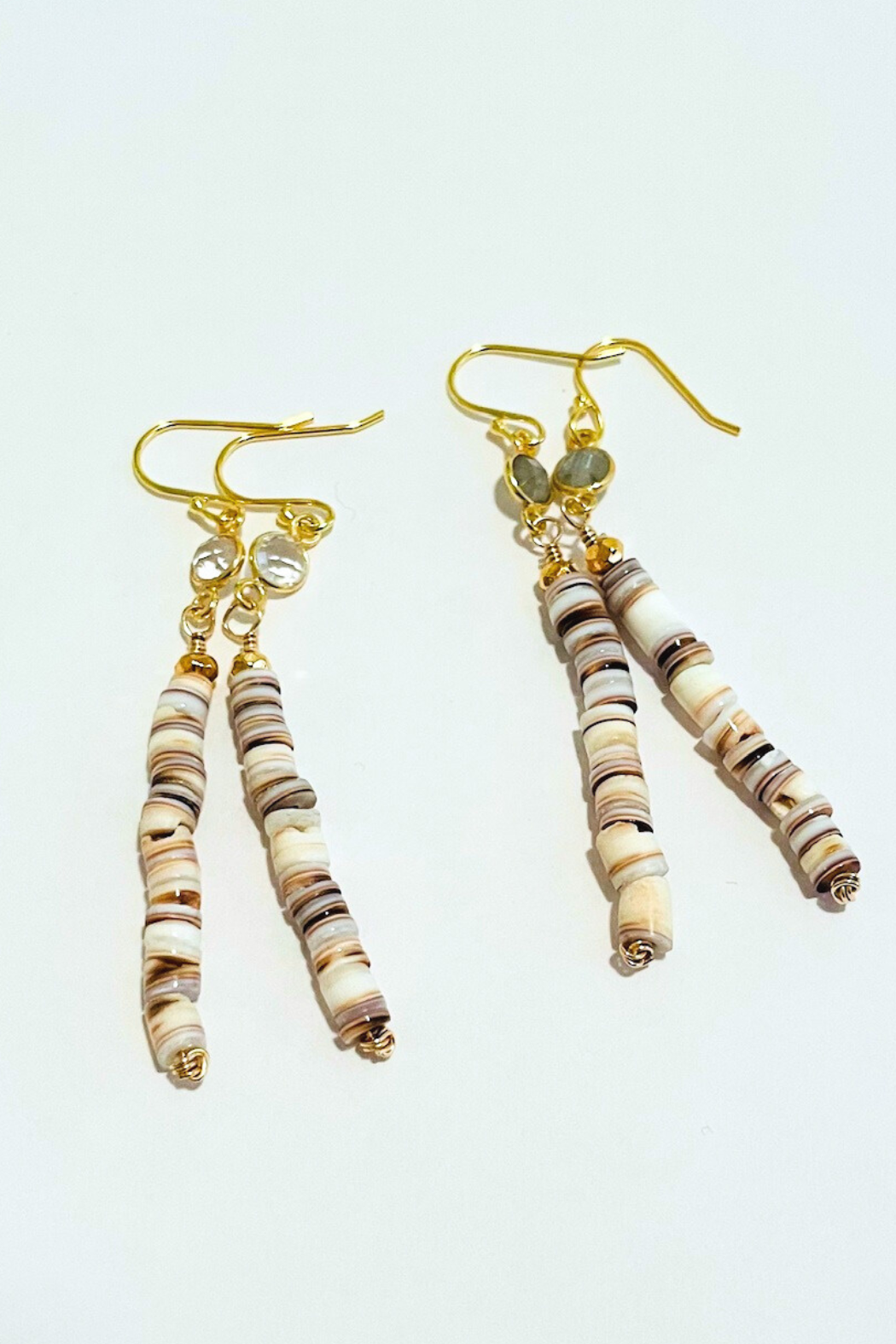 Tiger Cowrie Shell Gem Earrings