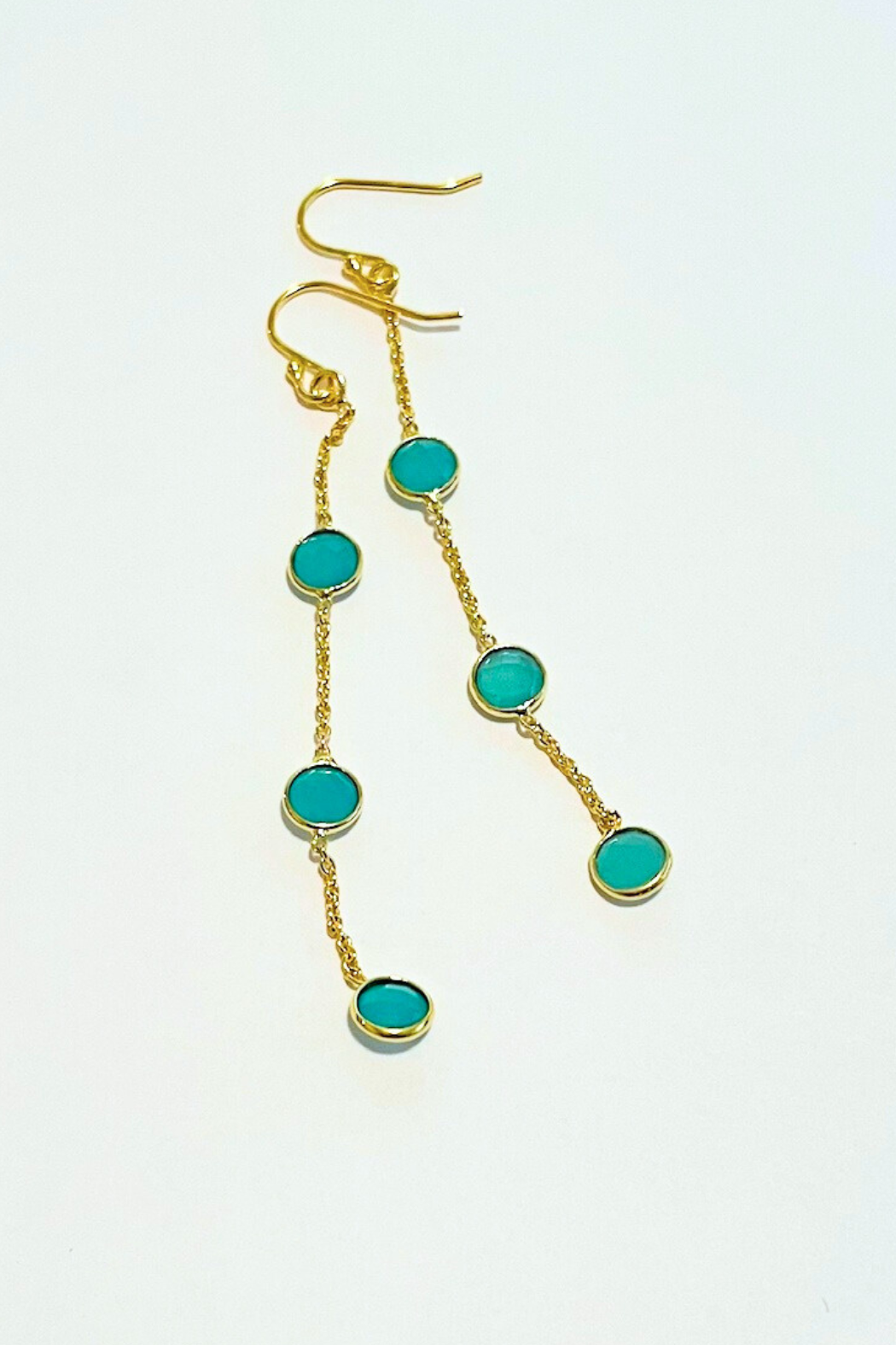 Triple Gem Chain Earrings