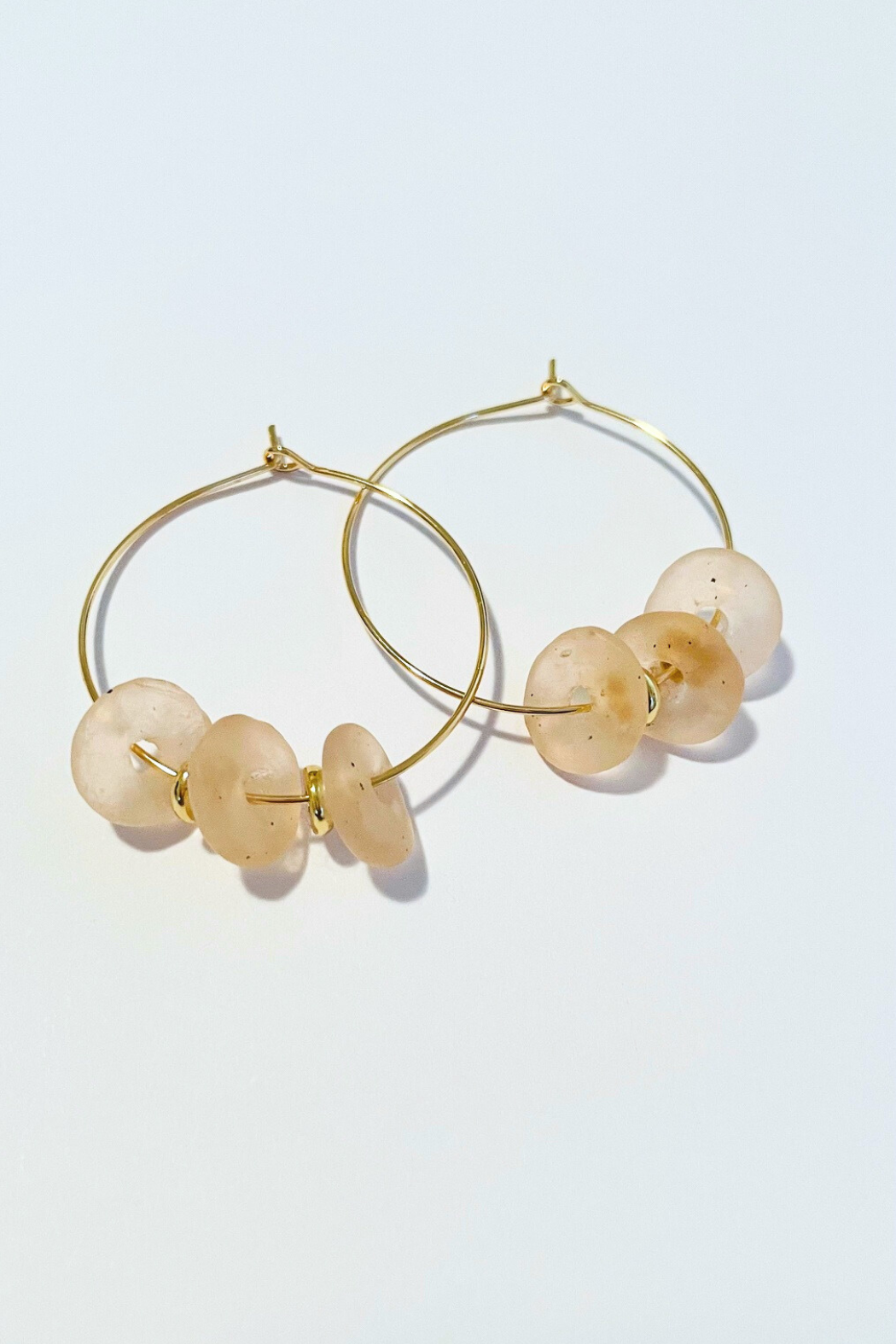 1" Mini Hoops ~ Maui Recycled Triple Beach Glass Hoops