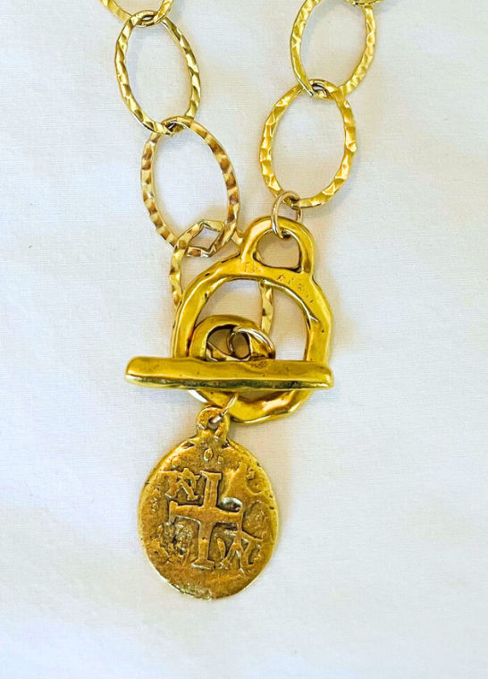 Ancient Cross Large Link Toggle Necklace