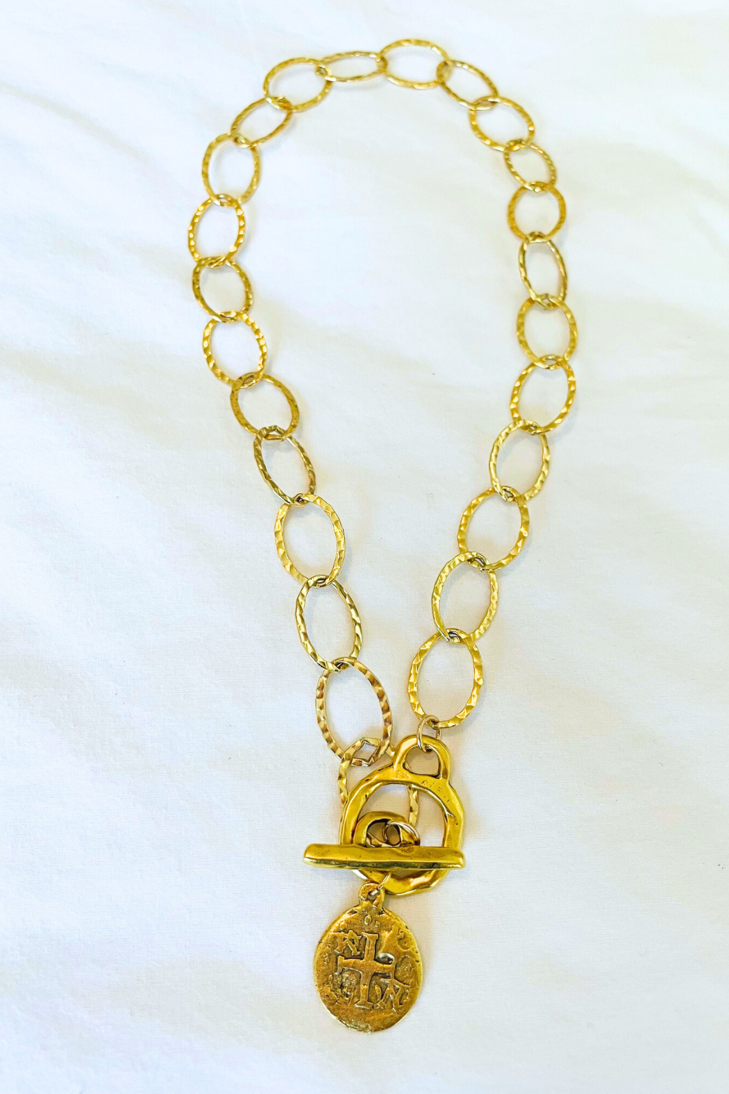 Ancient Cross Large Link Toggle Necklace