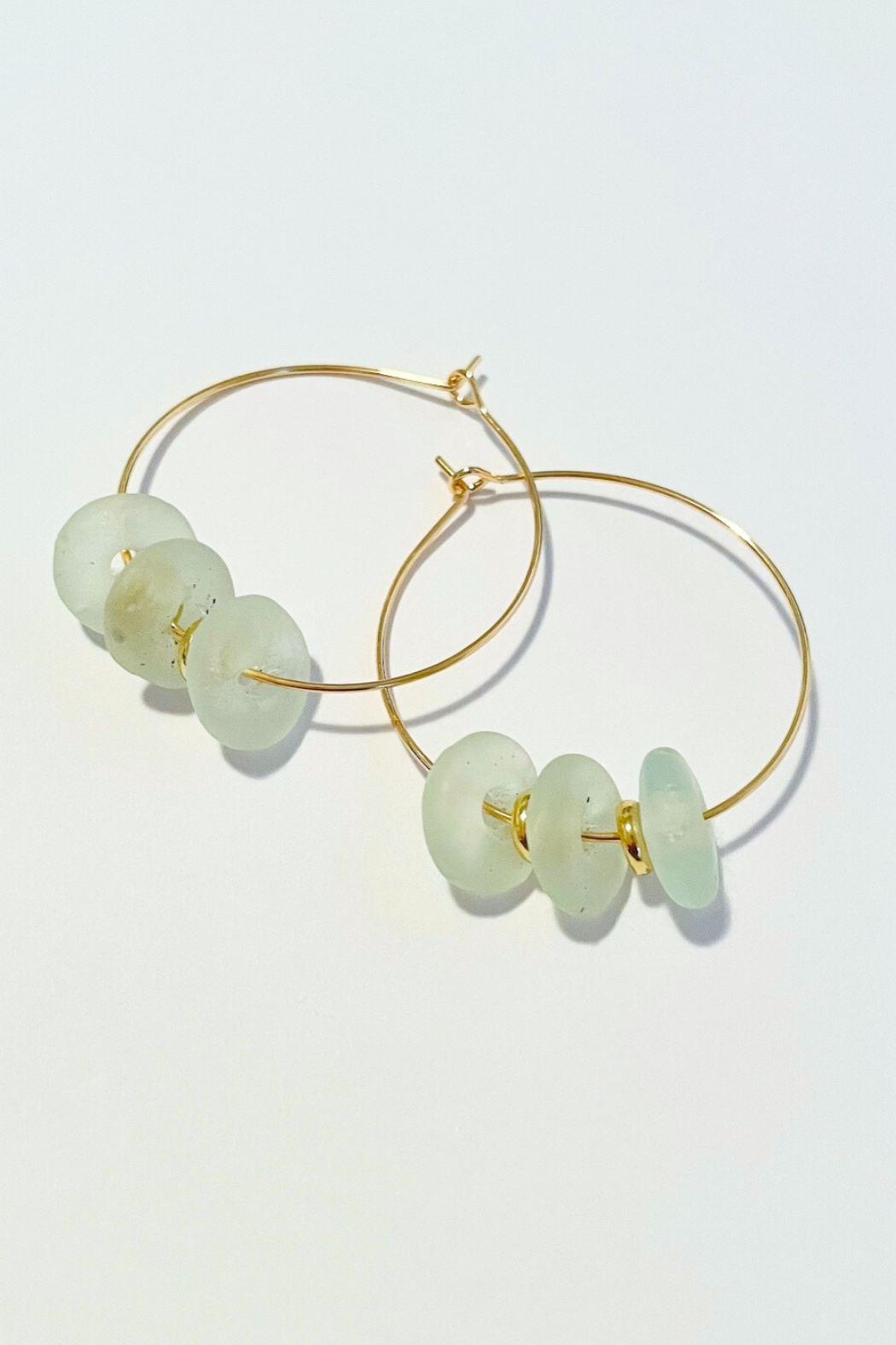 1" Mini Hoops ~ Maui Recycled Triple Beach Glass Hoops