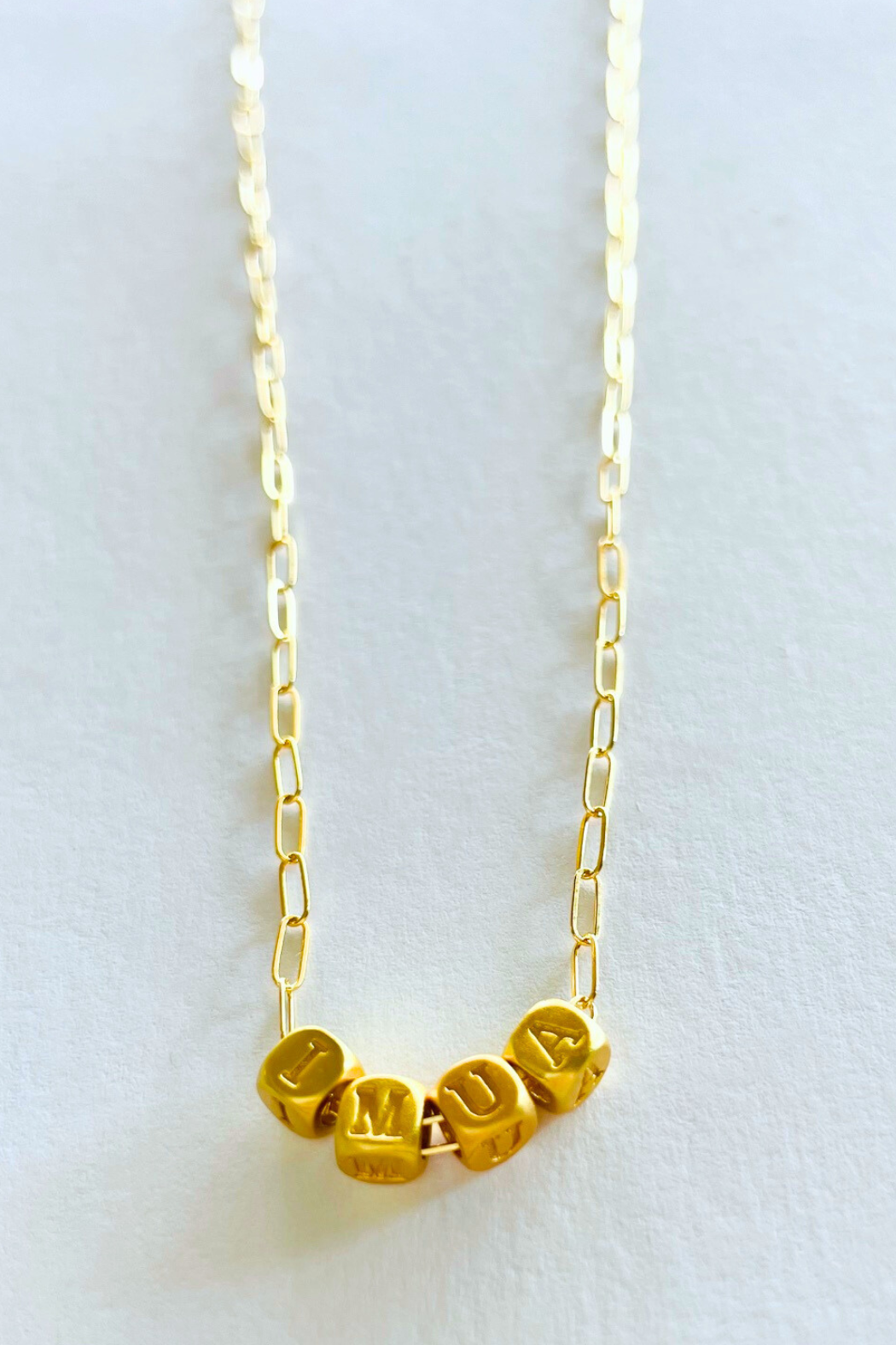Hawaiian positive saying - cube minimalist necklace