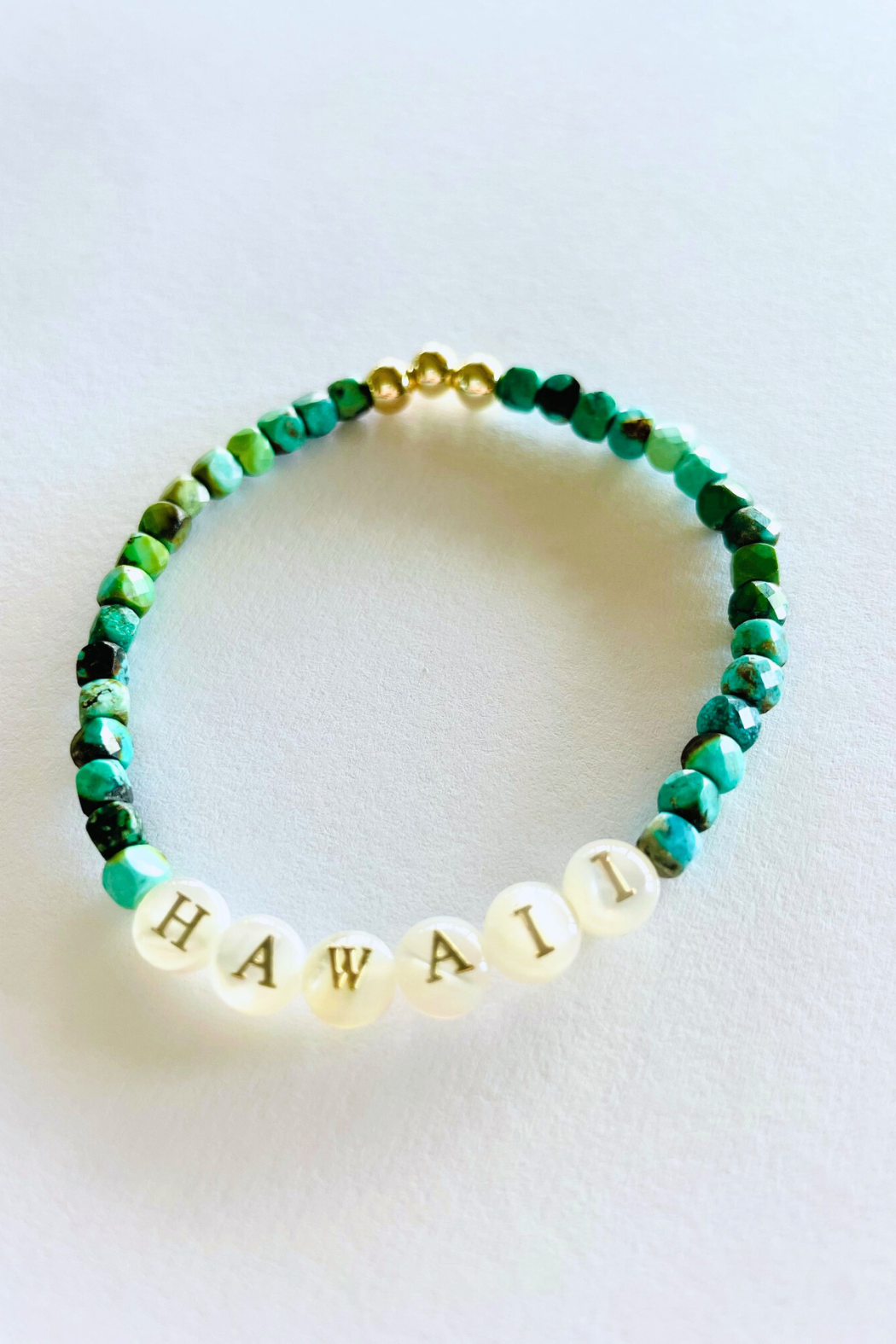 Hawaiian word mother of pearl gem friendship bracelet
