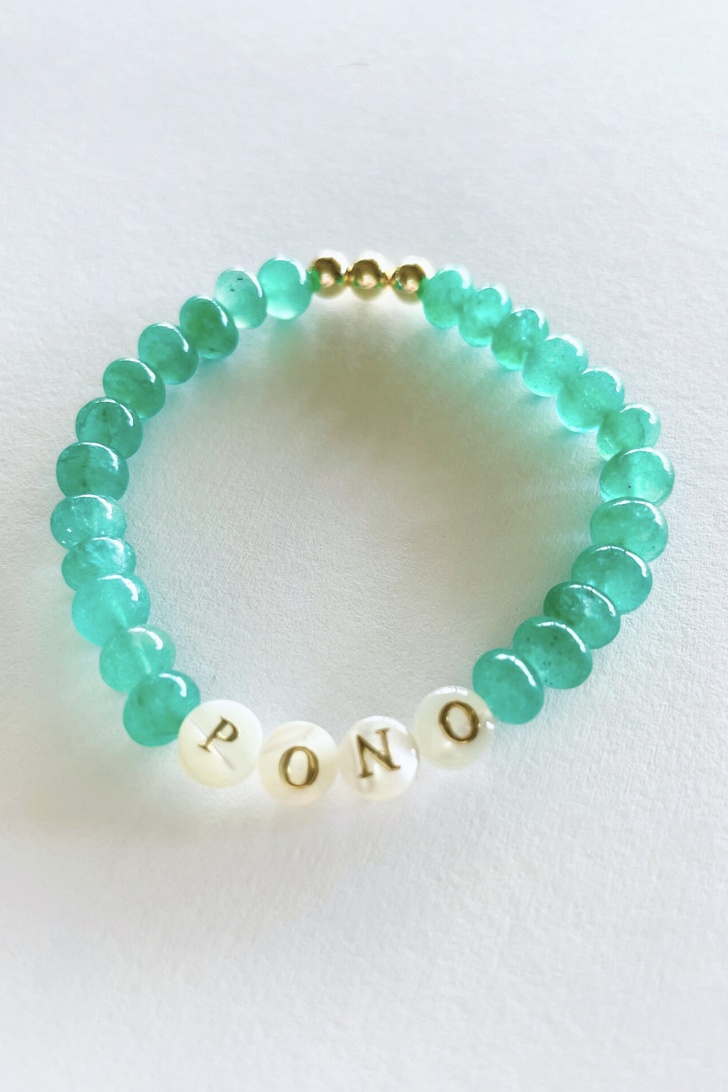 Hawaiian word mother of pearl gem friendship bracelet