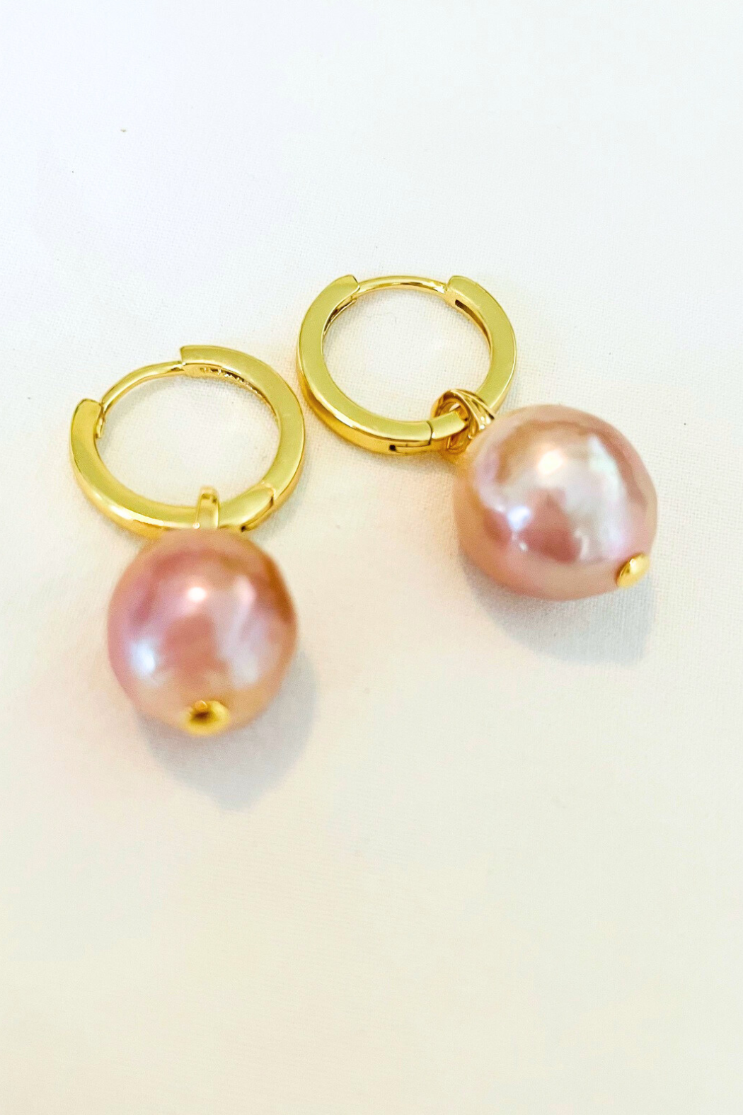 LG Freshwater Pearl Drop Huggie Hoop Earrings