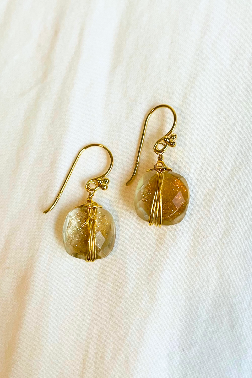 Wire Wrapped Gemstone Earrings