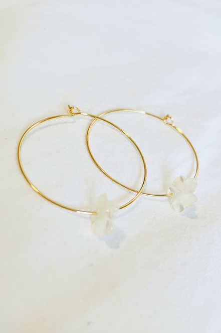 1" - Mini Mother of Pearl Plumeria Hoops