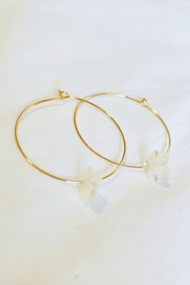 1" - Mini Mother of Pearl Plumeria Hoops