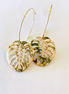 1" Mini Hoops ~ Abalone Monstera LG
