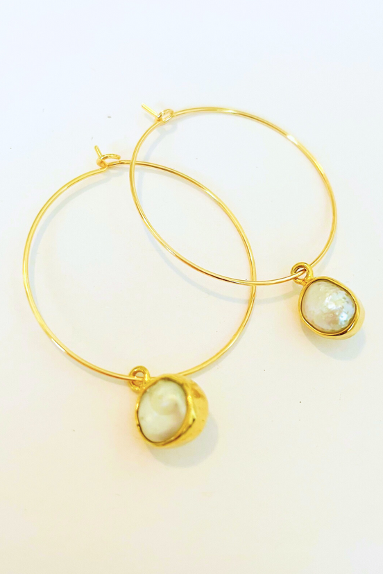 1" Mini Hoops ~ Pearl Bezel Round Framed