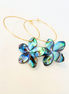 1" Mini Hoops ~ Polynesia Plumeria Abalone Earring