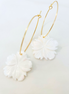1" Mini Hoops ~ Shell Hibiscus Earring