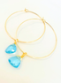 1" Mini Hoops ~ Wire Wrapped Faceted Gemstone